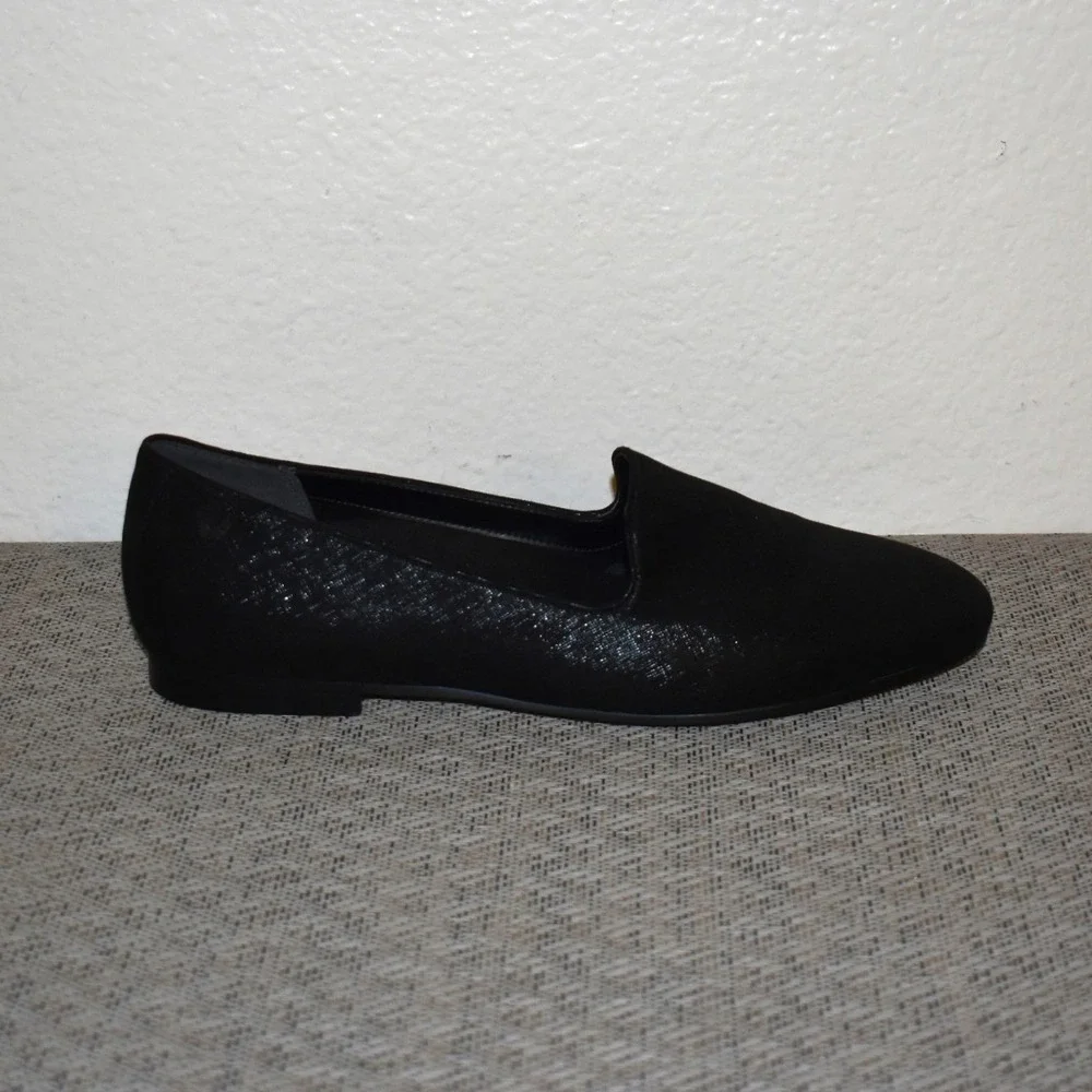 Vionic Black Willa II Slip On Flats Size 10 Shimmer Textured Textile